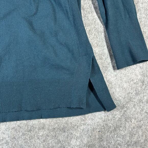 J Jill Tunic Sweater Womens Large Rounded Neck Turquoise Blue Pullover Cotton - Picture 5 of 8